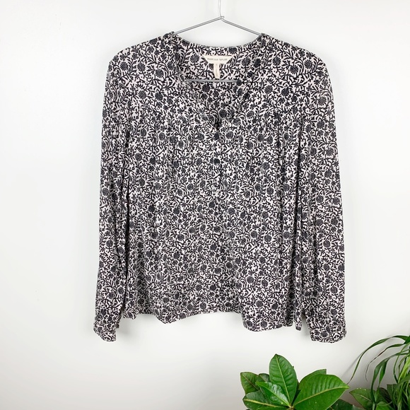 Rebecca Taylor Woodblock Vine Print Gauze Top Sz 0 - Picture 2 of 8